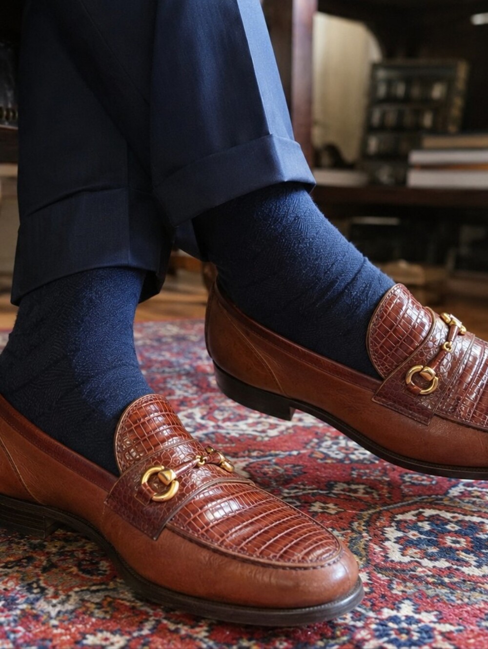 Caporicci Italy Brown Leather Horsebit Loafers Men's Size 11M – Croc Embossed Ma